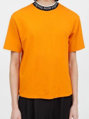 Acne Studios Ribbed Logo T-Shirt - Men's Size Medium - Orange/Multic